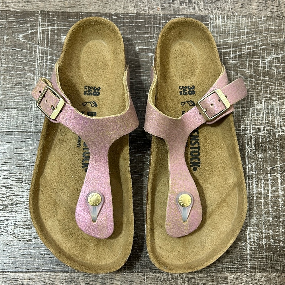 Birkenstock Pink Metallic Gizeh Thong Sandals